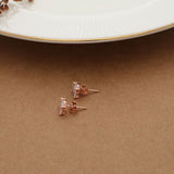 Minimal Double Stone Rose Gold Silver Stud for Women & Girls