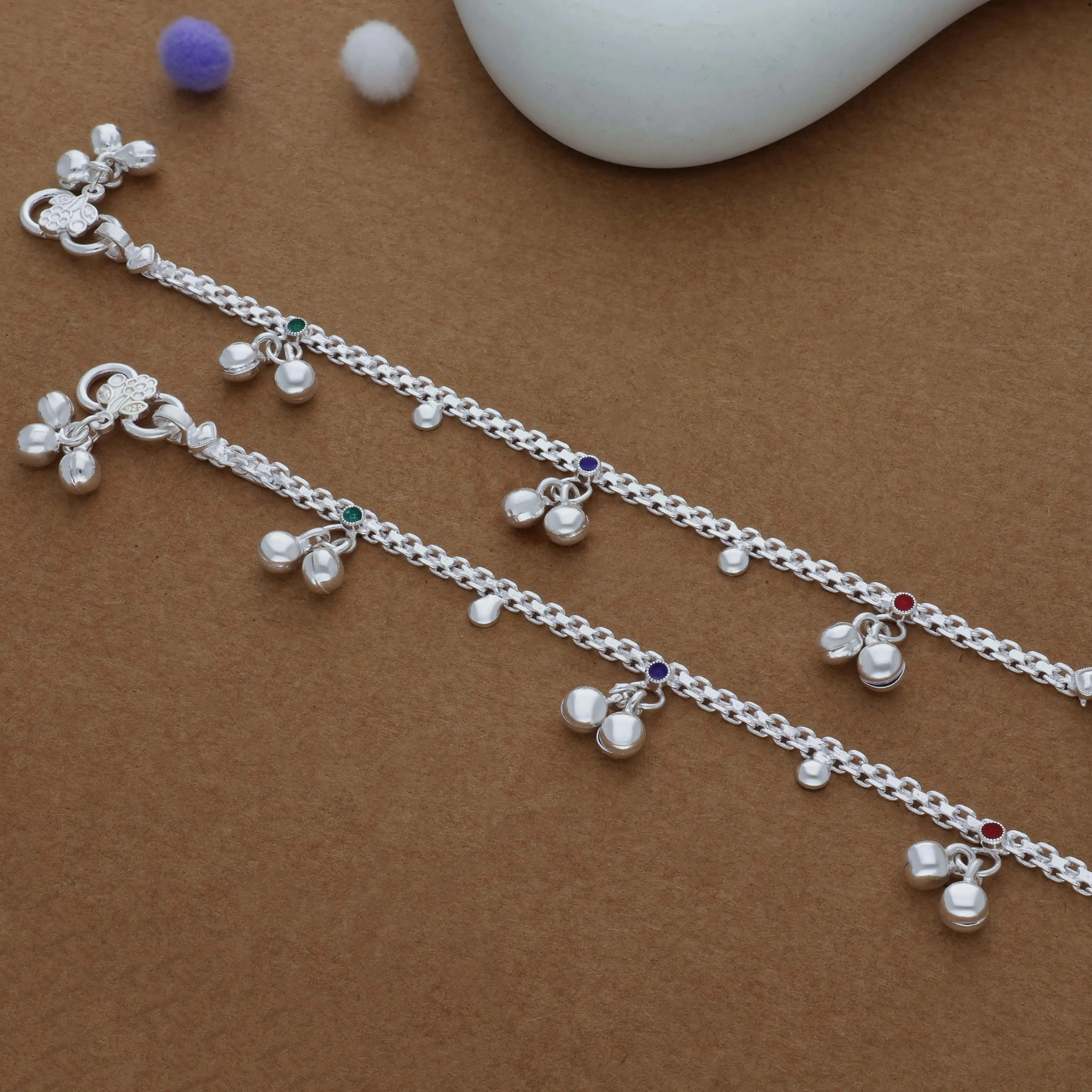 Lakshmi Charan Traditional 925 Silver Kid Anklet(1-2 Yrs)