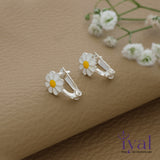Adorable Flower Silver Hoop Earring for Kids
