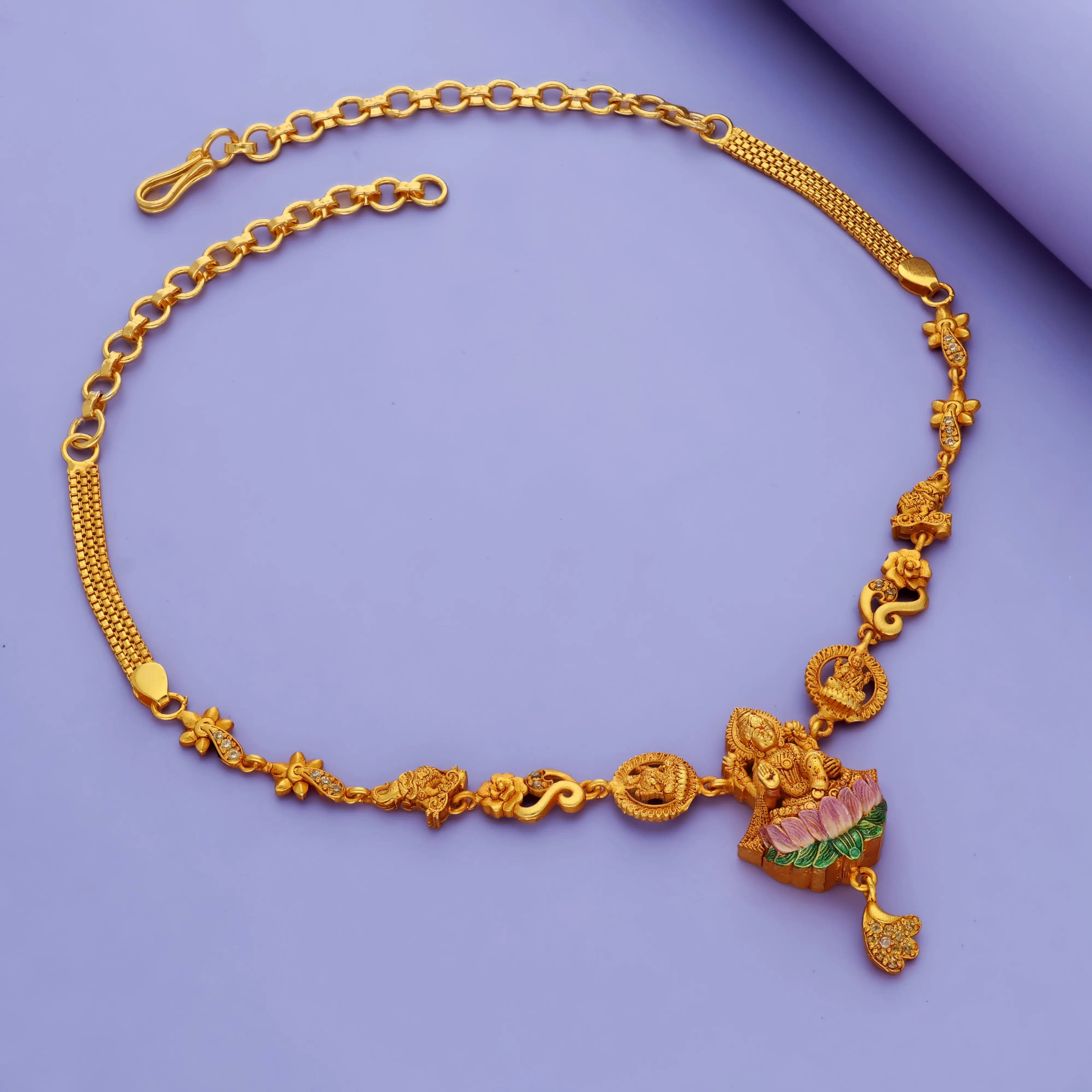 Sri Lakshmi Lotus 925 Silver Adjustable Necklace