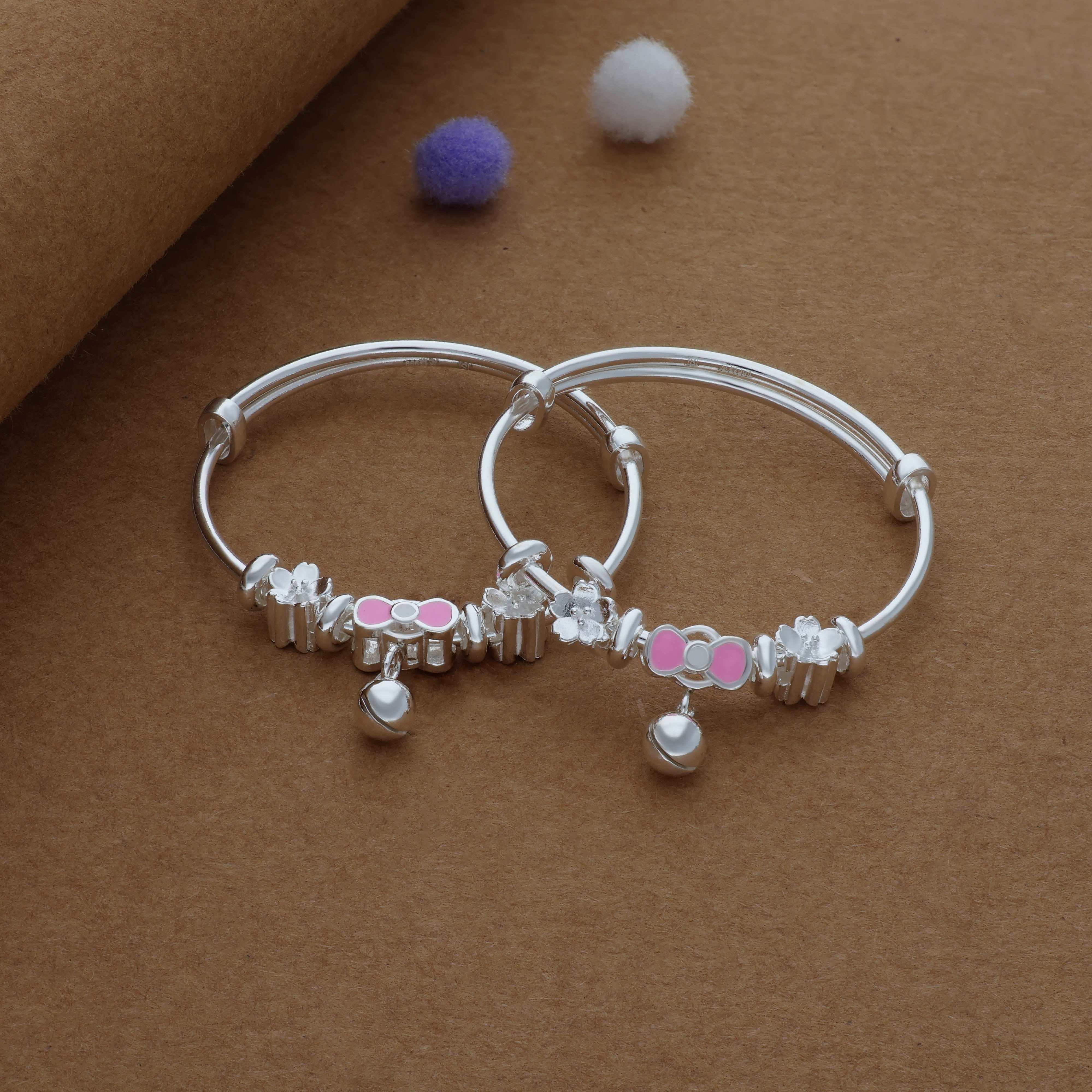Jingle Bow 999 Silver Kid Bangle(0-5 Yrs)