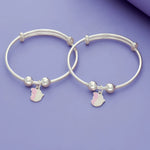 Pink Butterfly Charm Silver Baby Bangles (0-5 Yrs)