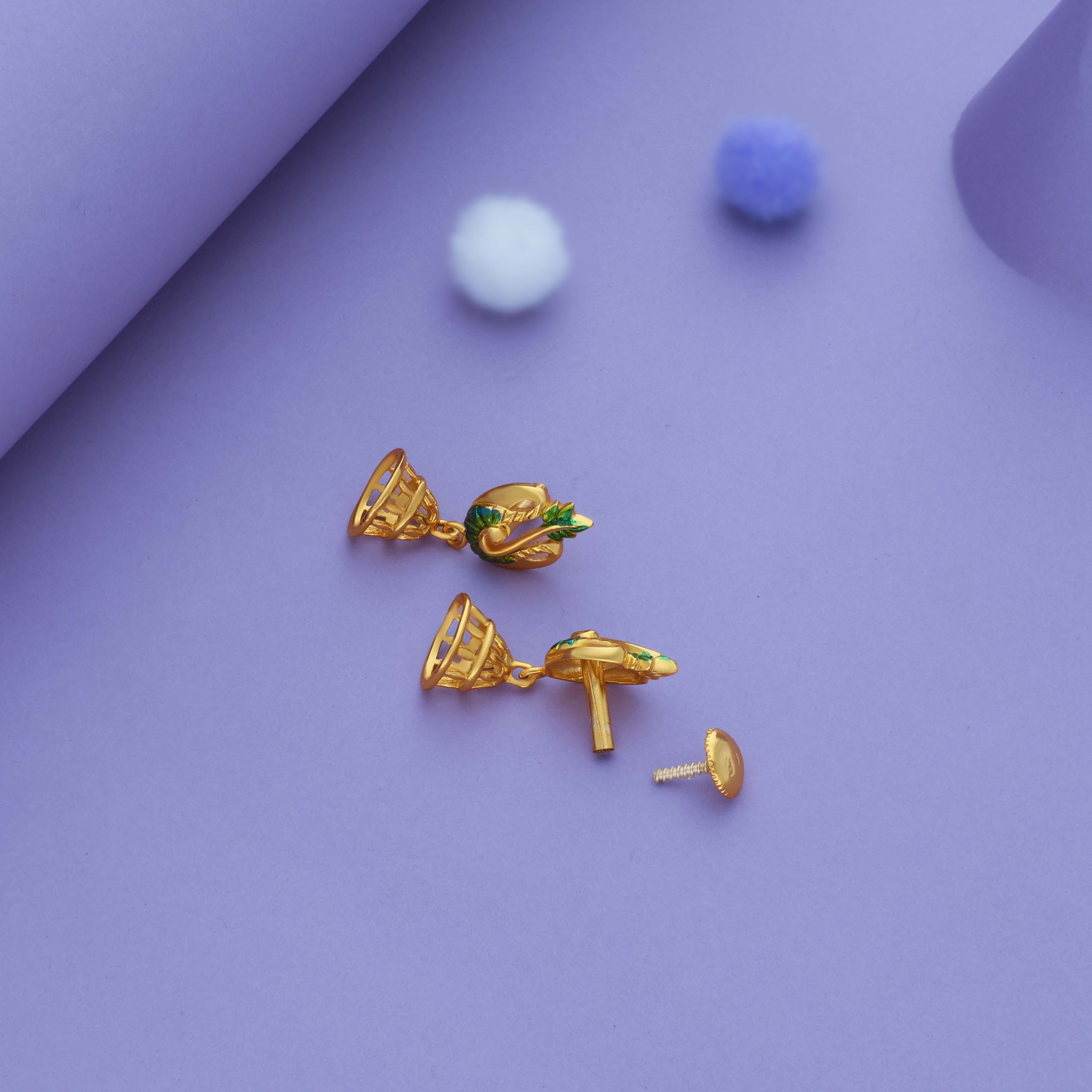 Golden Mayuri Gold Polish 925 Silver Drop Earring