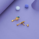 Floral Peacock Gold Polish 925 Silver Drop Earring