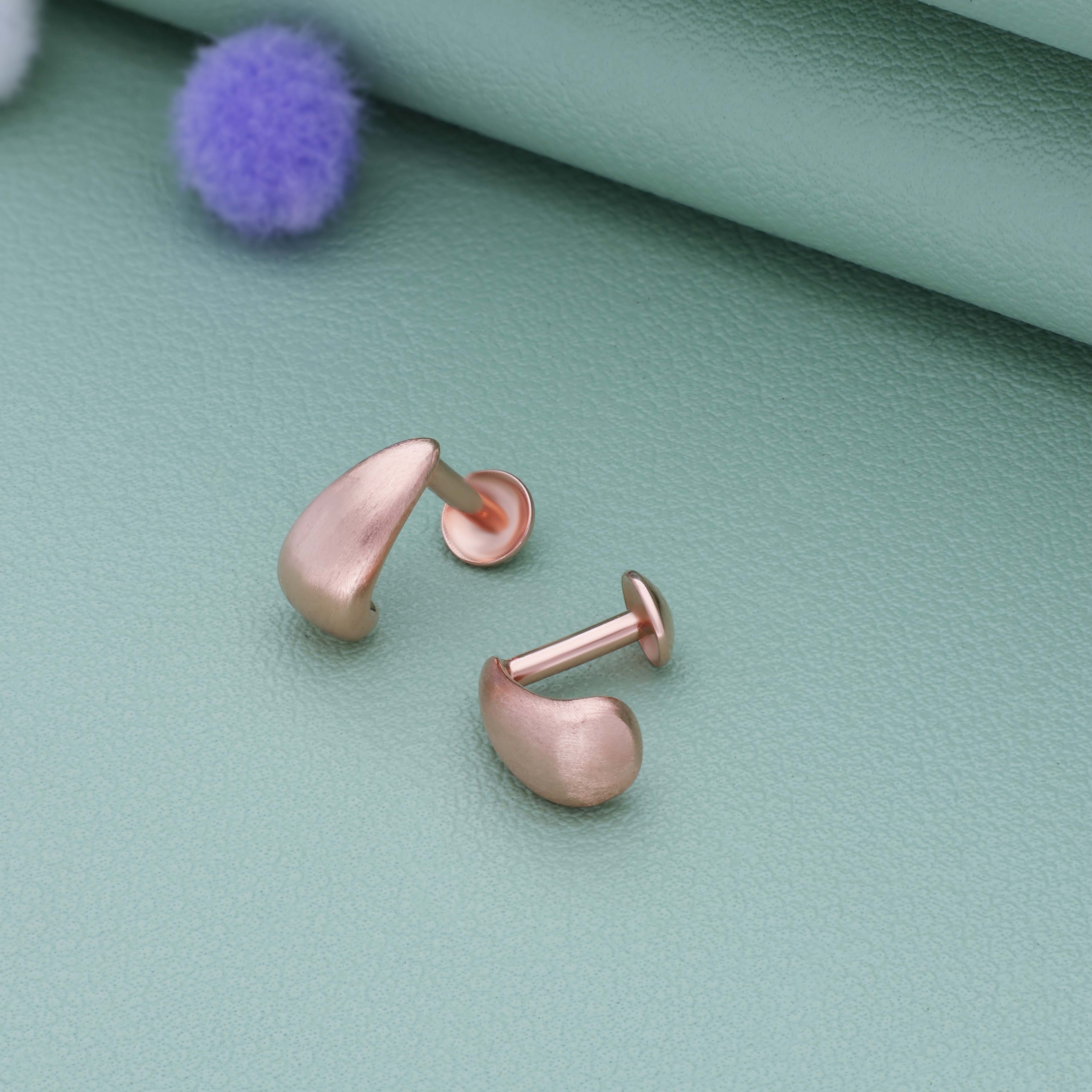 Blush Teardrop Matte Finish Rose Gold Polish 925 Silver Stud Earring