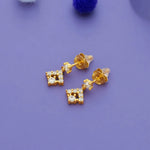 925 Sterling Silver Square CZ Drop Earrings
