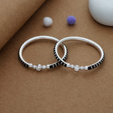 Classic Black 925 Silver Kid Bangles(1-2 Yrs)