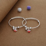 Red Glitter Star Silver Kid Bangles (0-3 Yrs) | 925 Hallmark | Adjustable | Safe & Lightweight