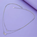 925 Silver Ribbon with Heart Double-Layer Party Wear Chain
