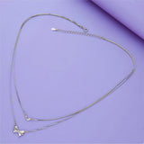 925 Silver Ribbon with Heart Double-Layer Party Wear Chain
