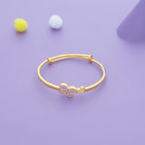 Velvet Flutter Heart Gold Polish 925 Kid Silver Bangles (0-5 Yrs)