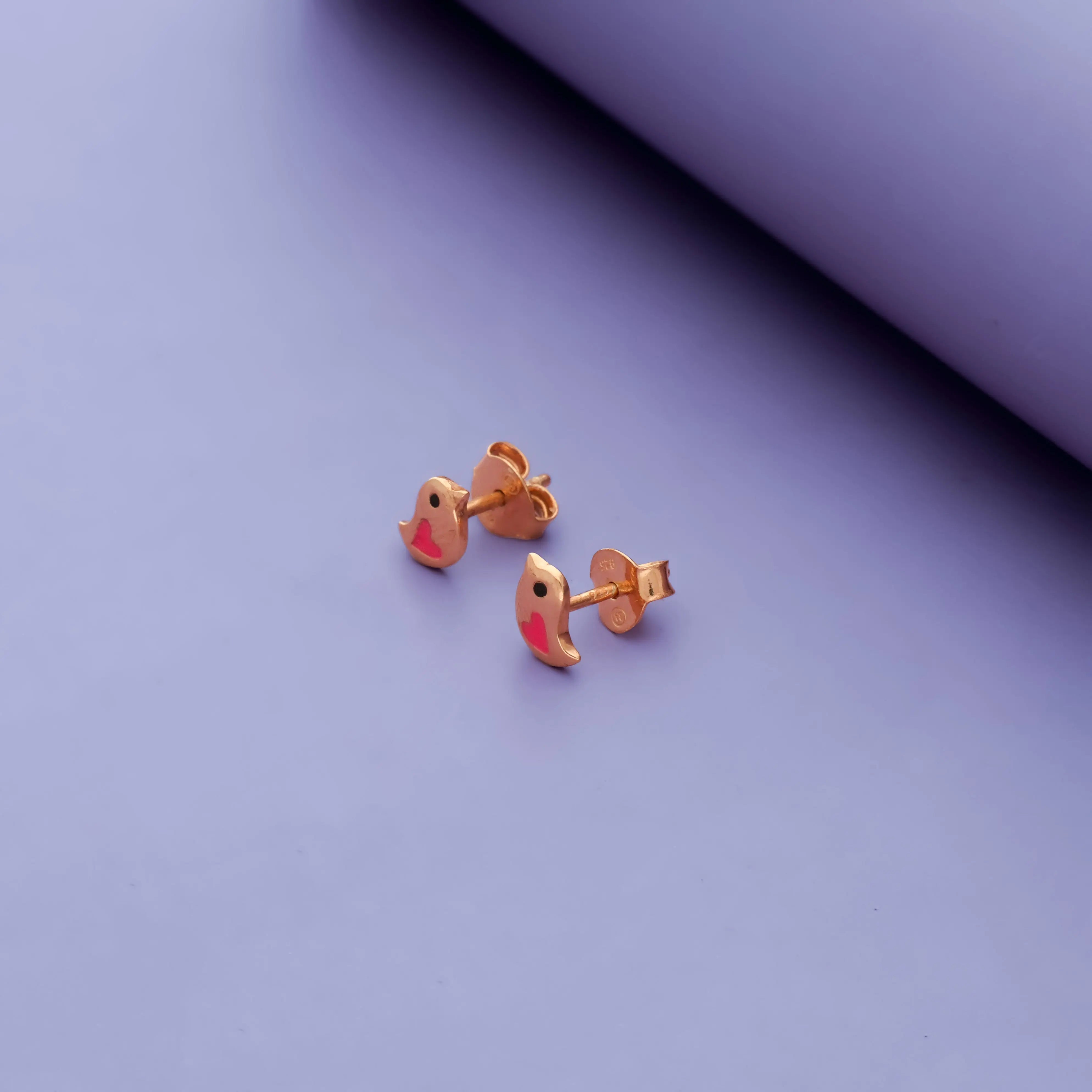 Tweety Heart 925 Silver Kids Studs (2+ Yrs)