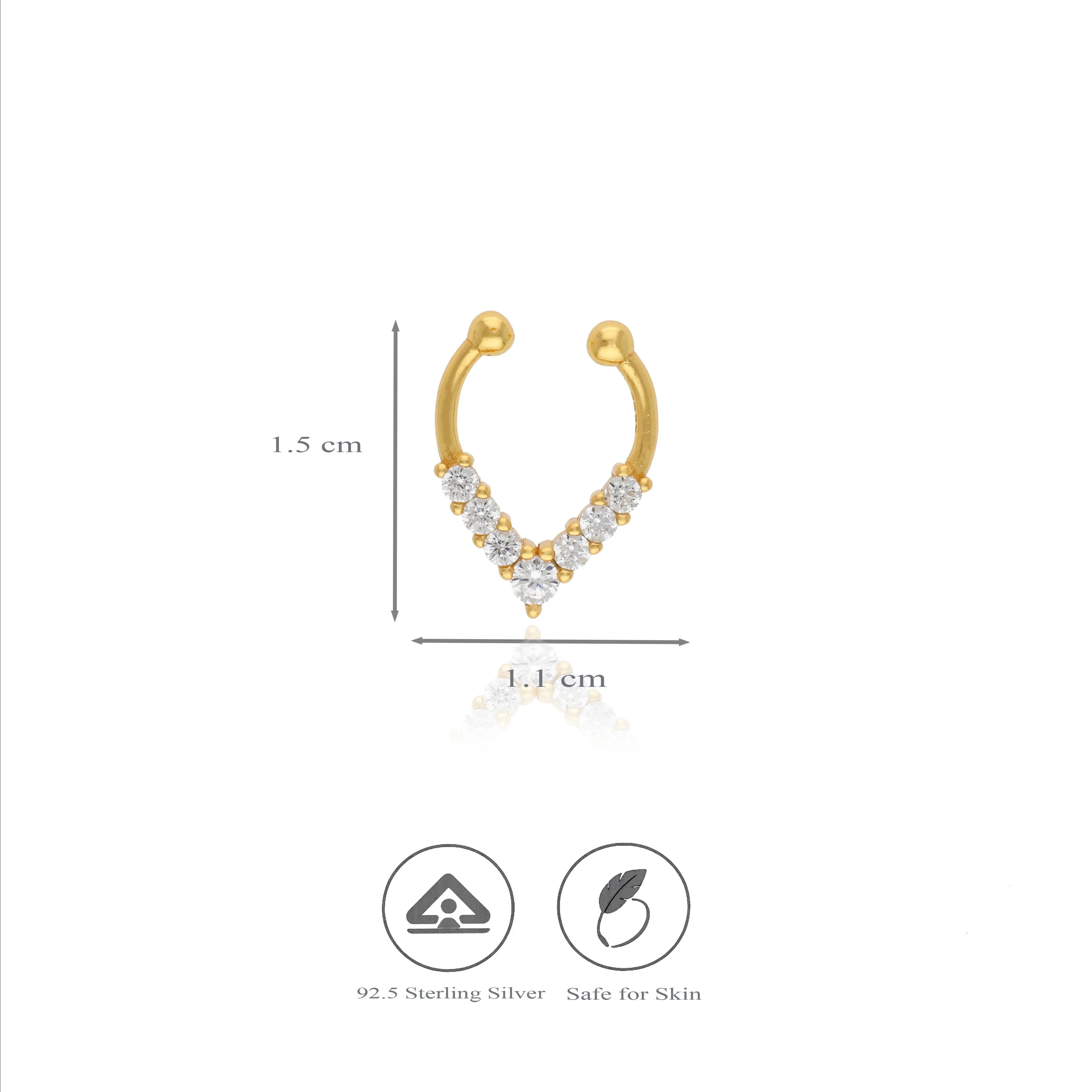 V-Glow Crystal 925 Silver Septum Earring