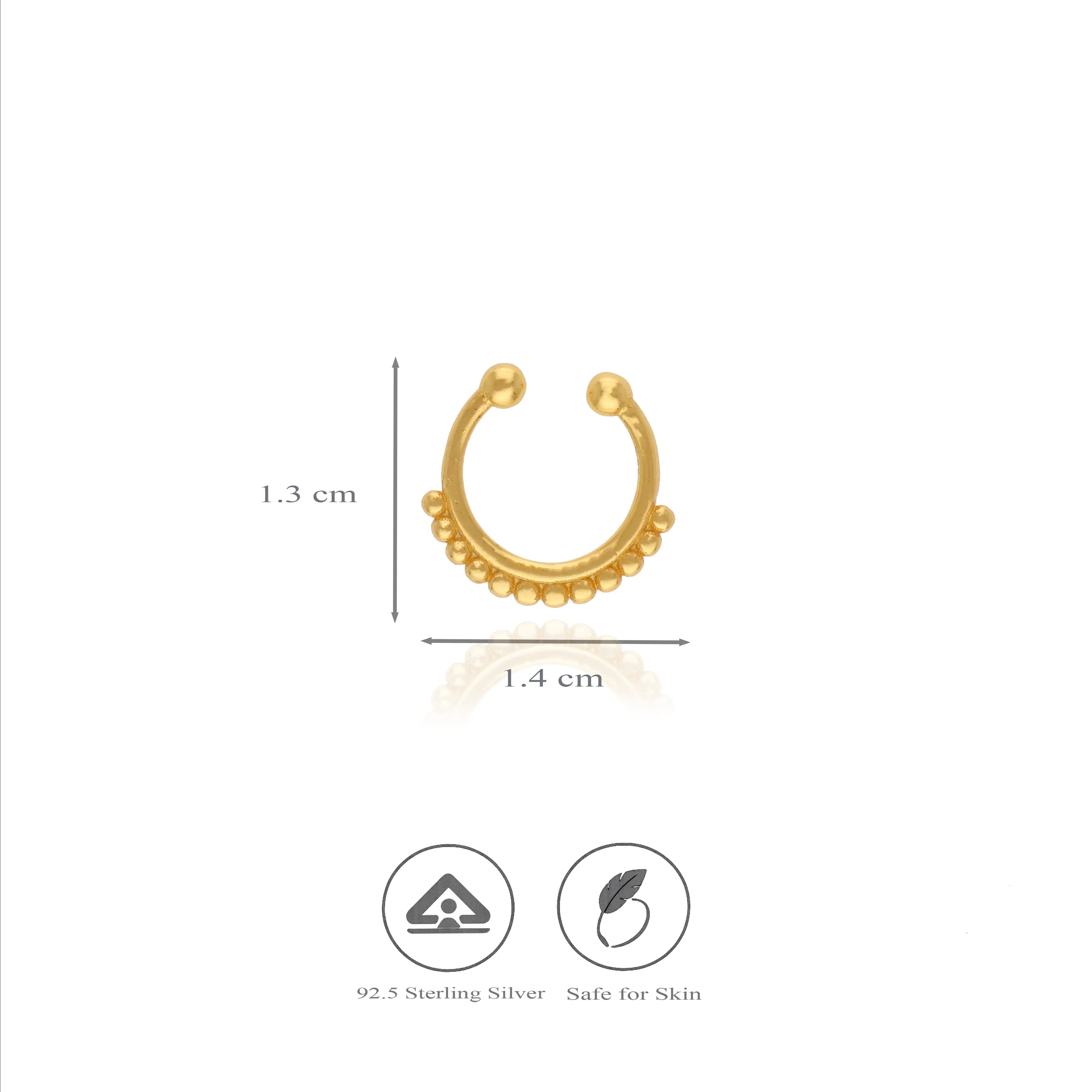 925 Silver Gold Polish Crown Septum Earring