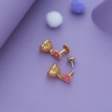 Gulabi Pushpa Traditional 925 Gold Polish Silver Kid Earring