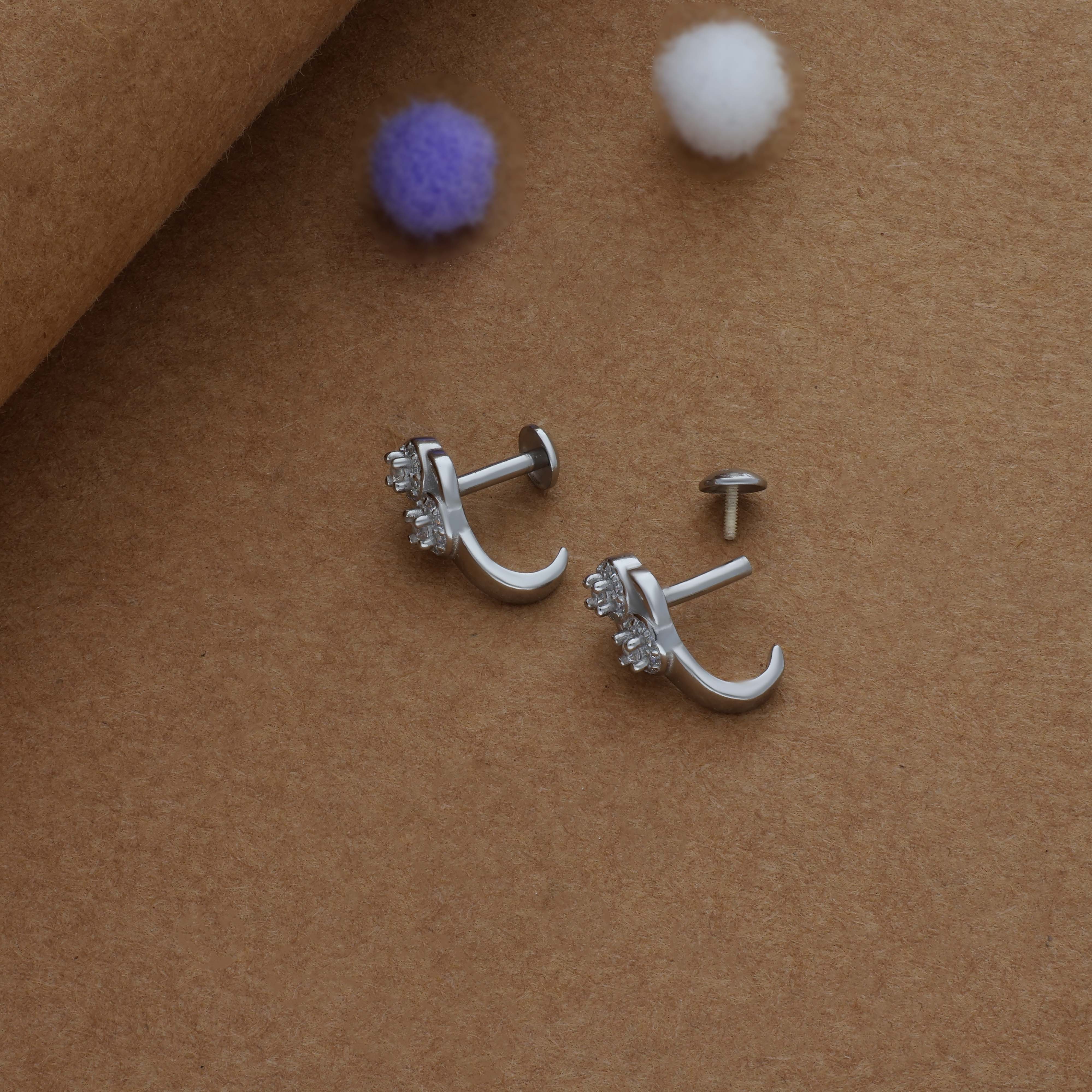 Little Spark 925 Silver J Type Earring