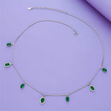 Green Emerald 925 Silver Charm Necklace