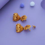Swarna Gaja-Utsav Gold Polish 925 Silver Traditional Jhumka
