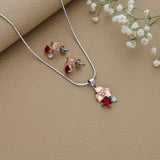 Shiny Flower Rose Gold Pendant Set