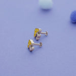 Yellow Mushroom 925 Sterling Silver Kids Stud (3+ Yrs)