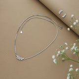 Leafy Glow Silver Necklace Set