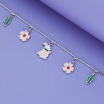 925 Silver Bloom Rabbit & Leaf Charm Kids Bracelets
