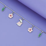 925 Silver Bloom Rabbit & Leaf Charm Kids Bracelets