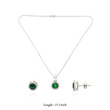 Glowing Green Circle Silver Pendant Set for Women & Teen