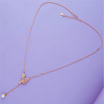 925 Sterling Silver Rose Gold Pearl Leaf Charm Necklace