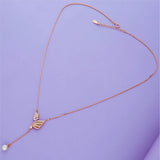 925 Sterling Silver Rose Gold Pearl Leaf Charm Necklace