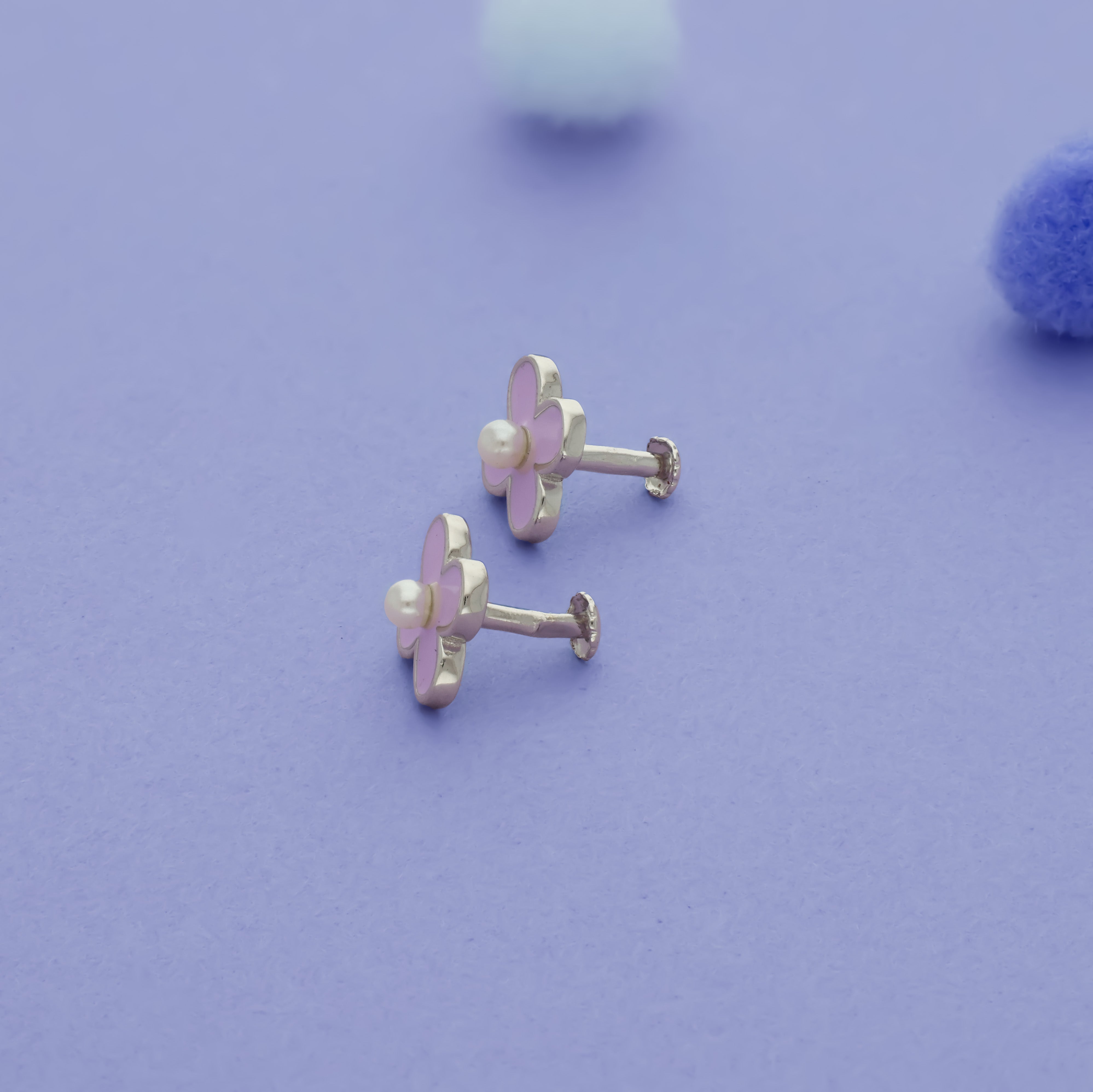 Violet Blossom 925 Sterling Silver Kids Stud (3+ Yrs)