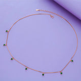 Green Heart 925 Silver Charm Chain Necklace