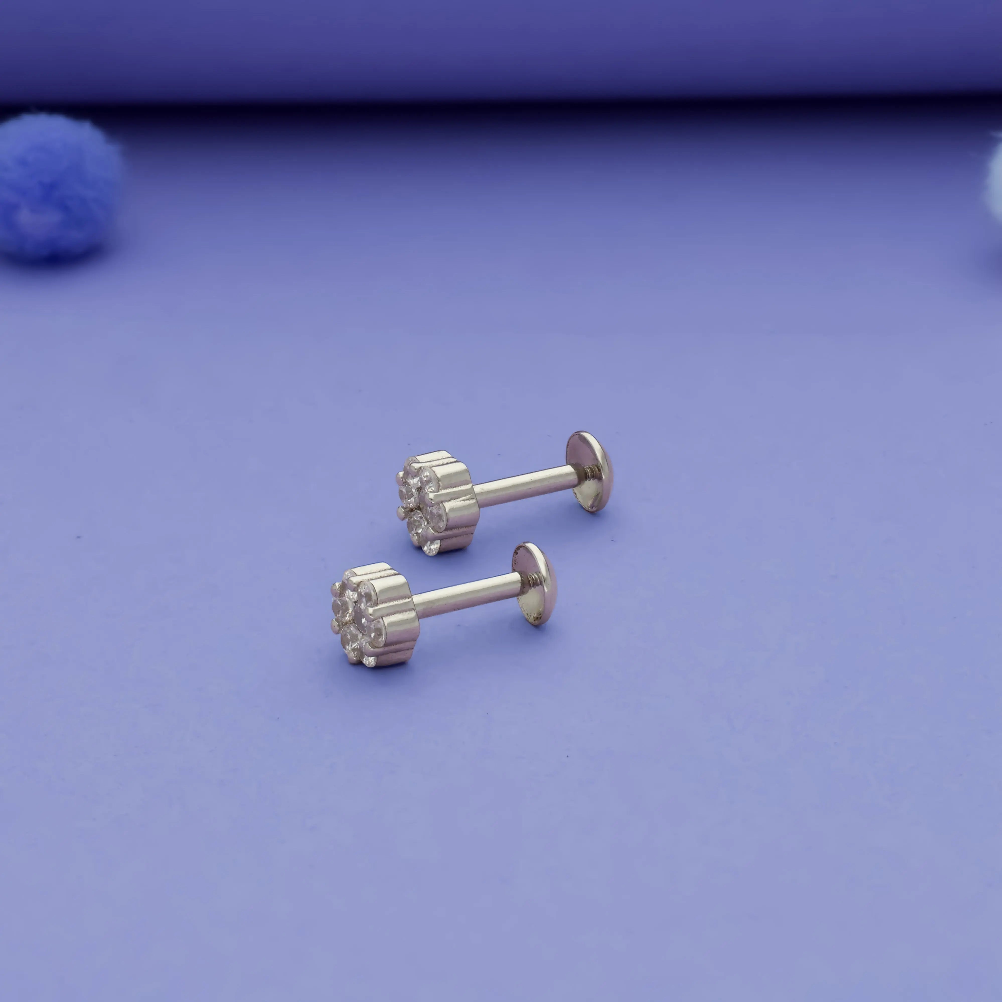 925 Sterling Silver Stone Stud Earrings for Girls & Kids