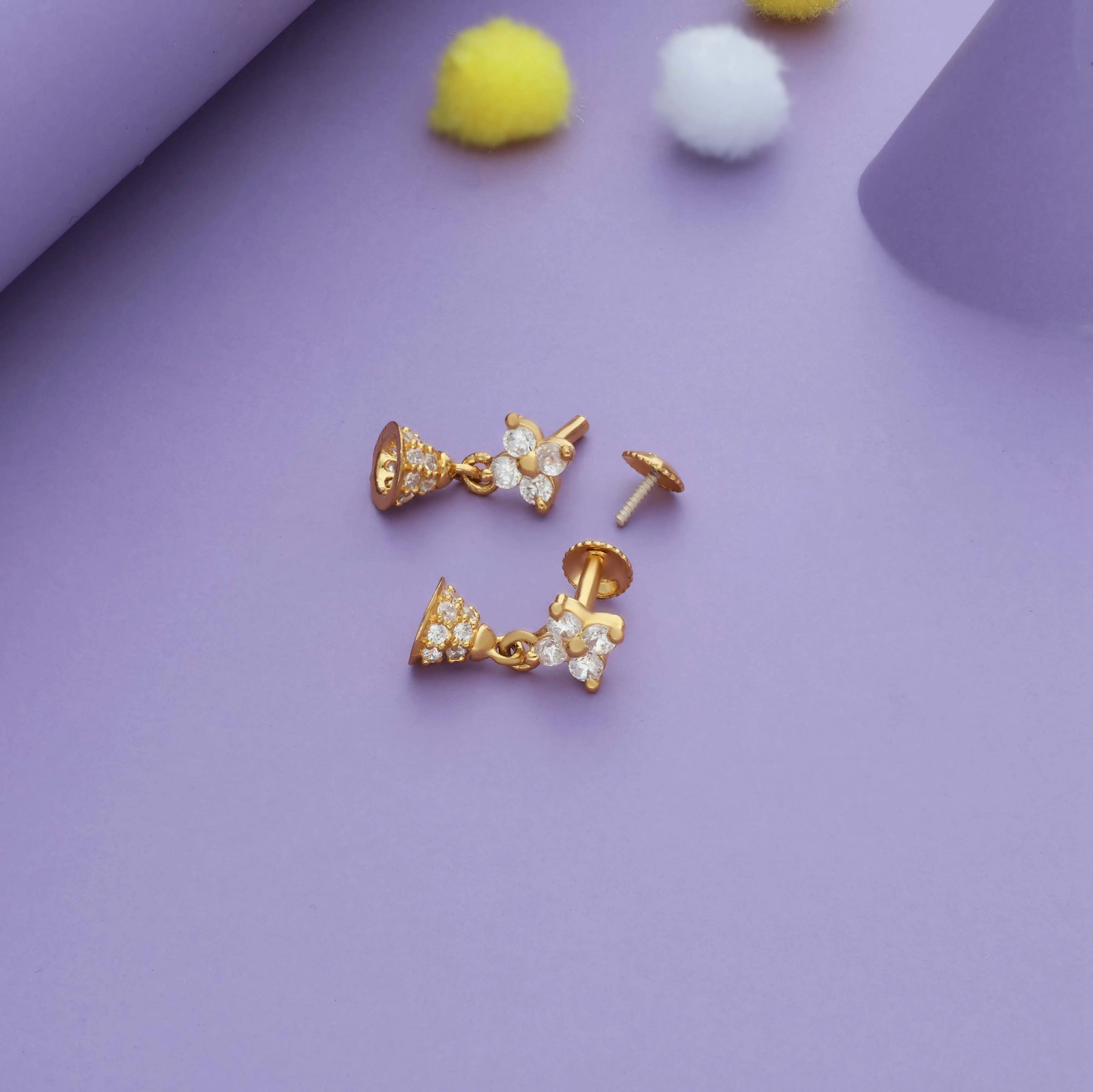 Tiny Mist 925 Gold Polish Silver Kid Drop Earring(6+ Yrs)