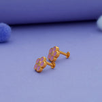 925 Silver Kids Stud Earrings with Violet Flower Design