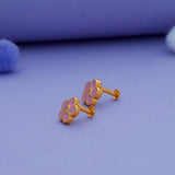 925 Silver Kids Stud Earrings with Violet Flower Design