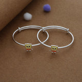 Smiley Sponge Silver Kids Bangles (0-5 Years) | 925 Hallmark | Daily Wear Gift for Kids