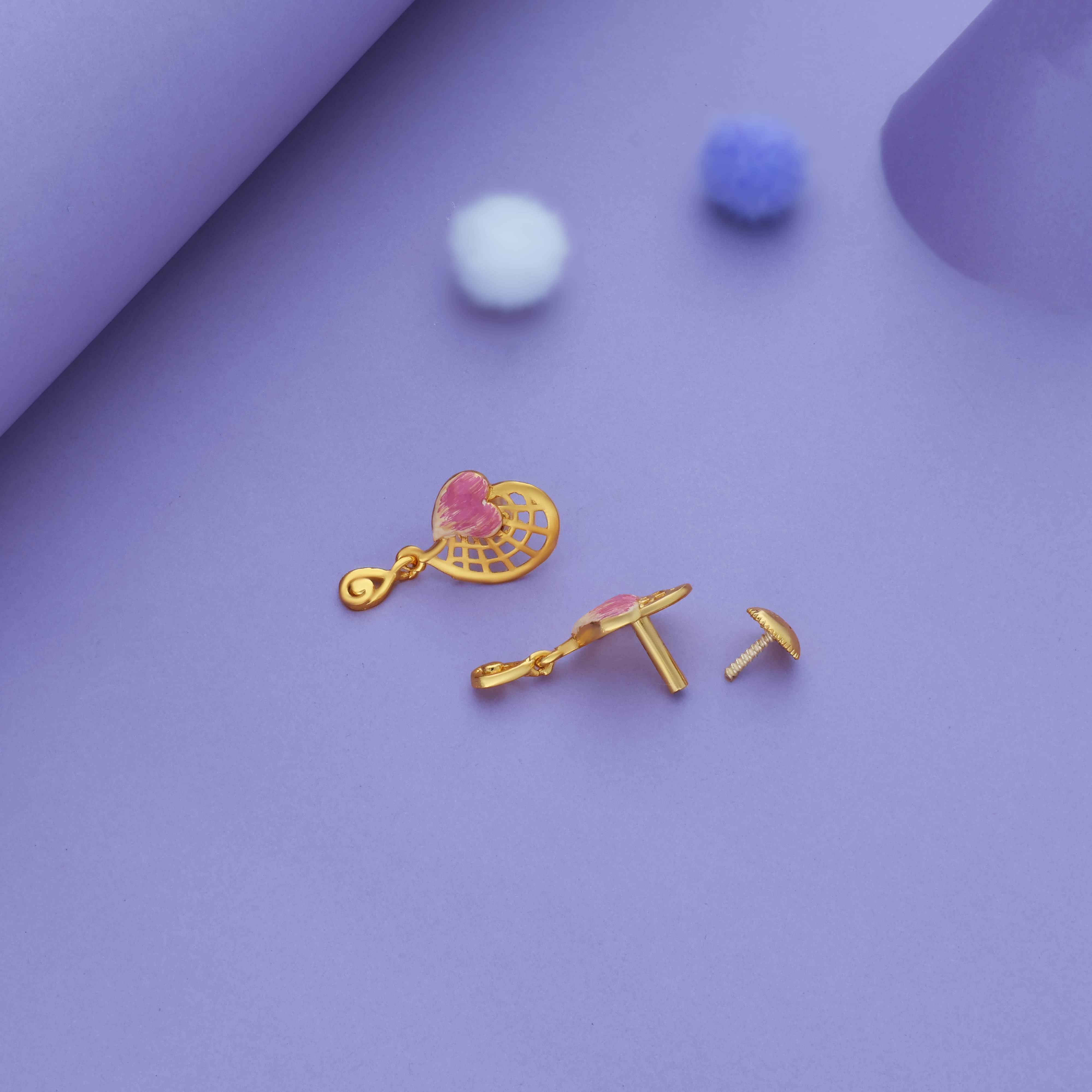 Love Spark Gold Polish 925 Silver Drop Earring