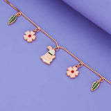 925 Silver Bloom Rabbit & Leaf Charm Kids Bracelets