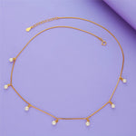 Pearl Drop 925 Silver Layered Chain Necklace