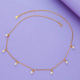 Pearl Drop 925 Silver Layered Chain Necklace