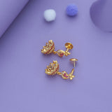 Curvy Charm Gold Polish 925 Silver Traditional Kid Earring