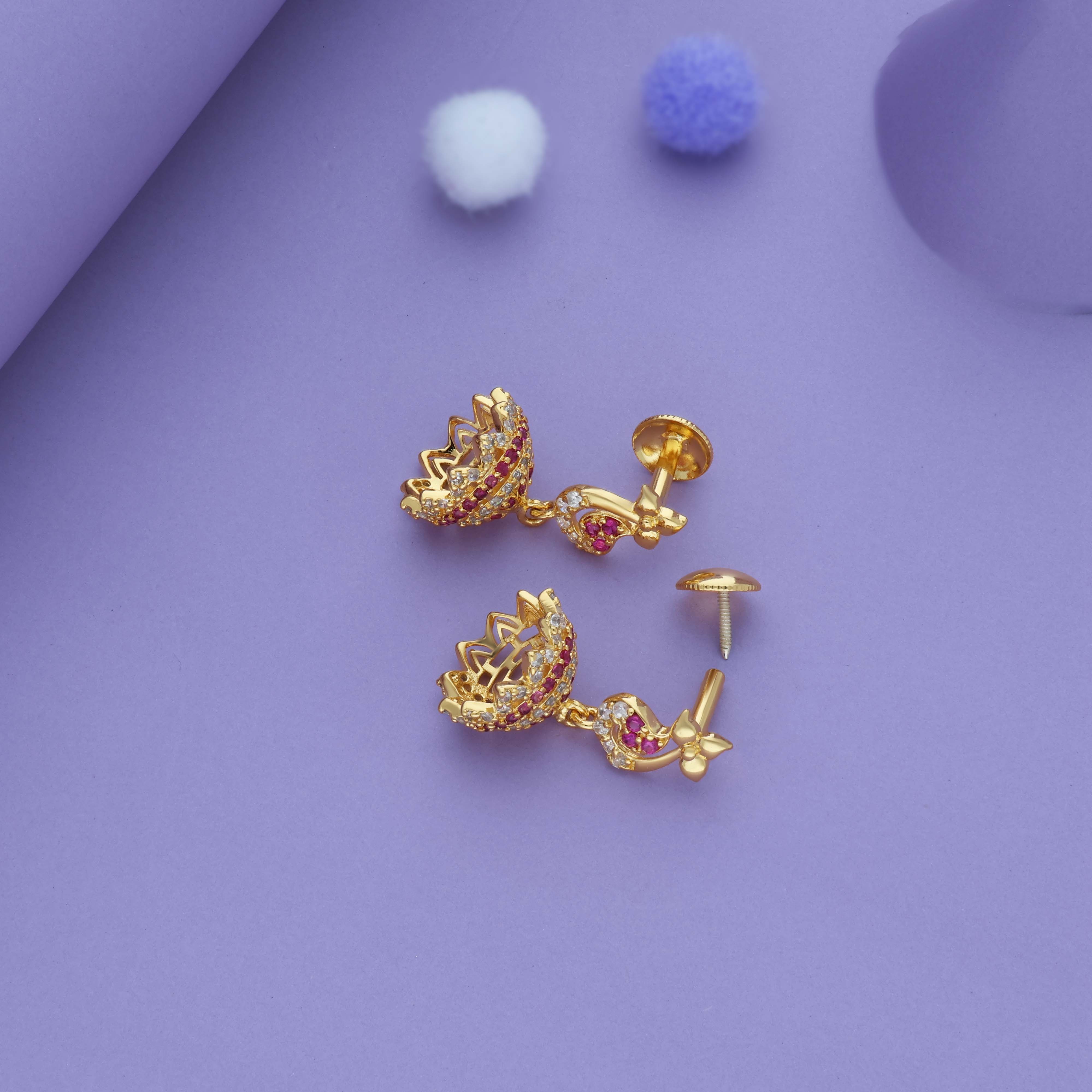 Curvy Charm Gold Polish 925 Silver Traditional Kid Earring