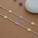 Sweet Teddy Charm Silver Anklet(3-5 Yrs)