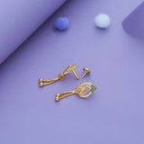 Iniya Leaf Drop Gold Polish 925 Silver Traditional Women Earring