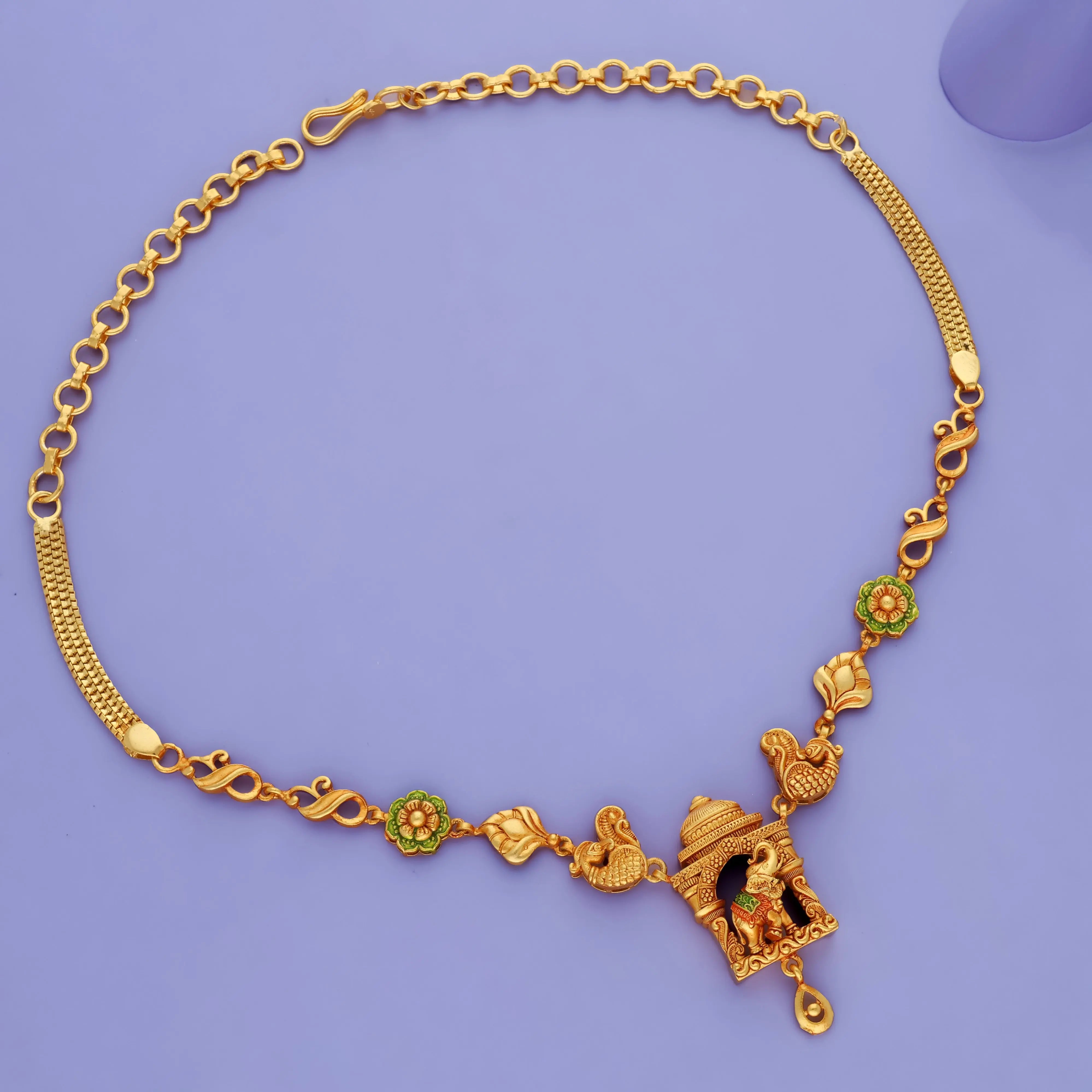 Antique Gold-Tone 925 Silver Elephant Necklace