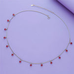 Red Stone 925 Silver Party Wear Charm Necklace