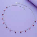 Red Stone 925 Silver Party Wear Charm Necklace