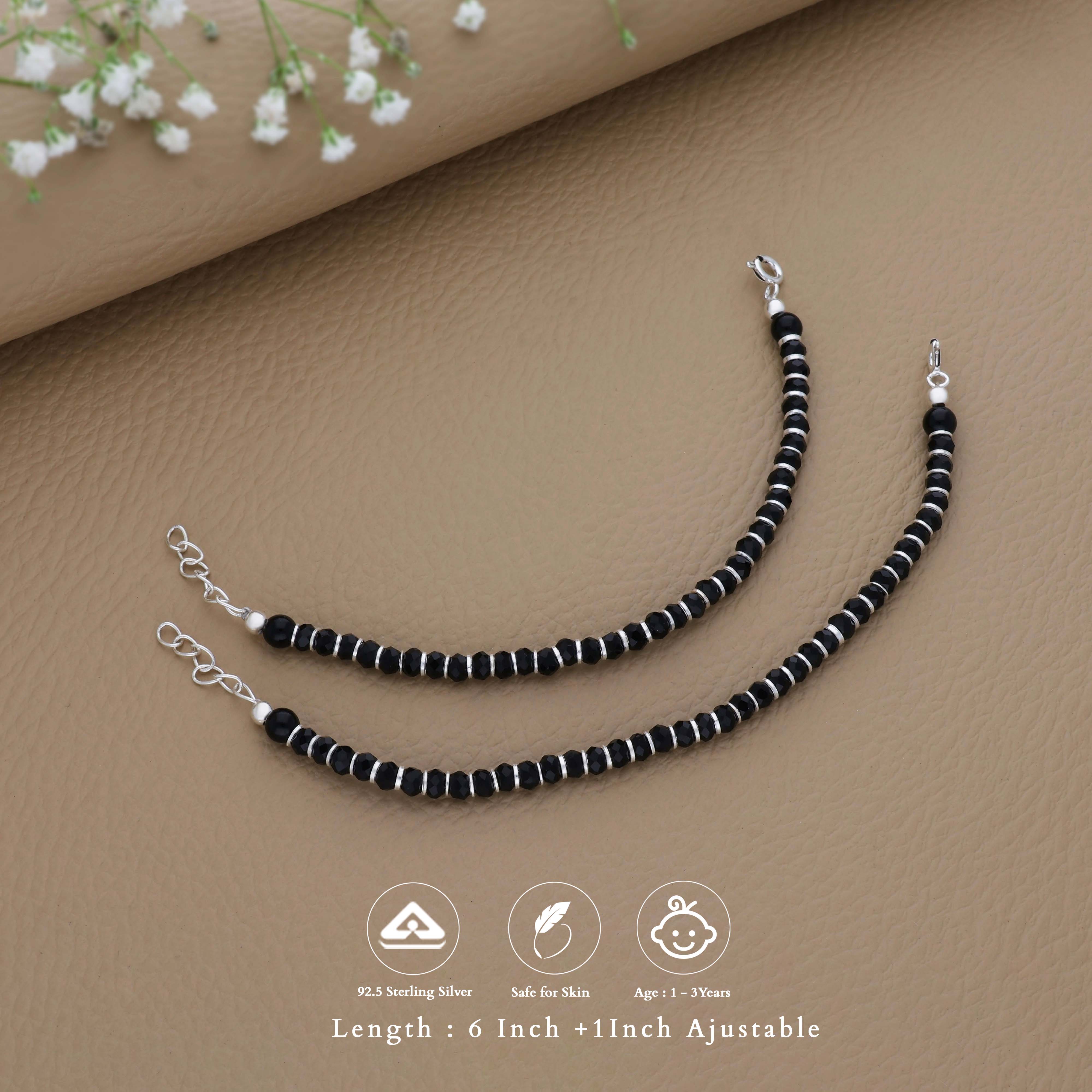 Cute Black Protector 925 Silver Kid Nazariya Bracelet(1-3 Yrs)
