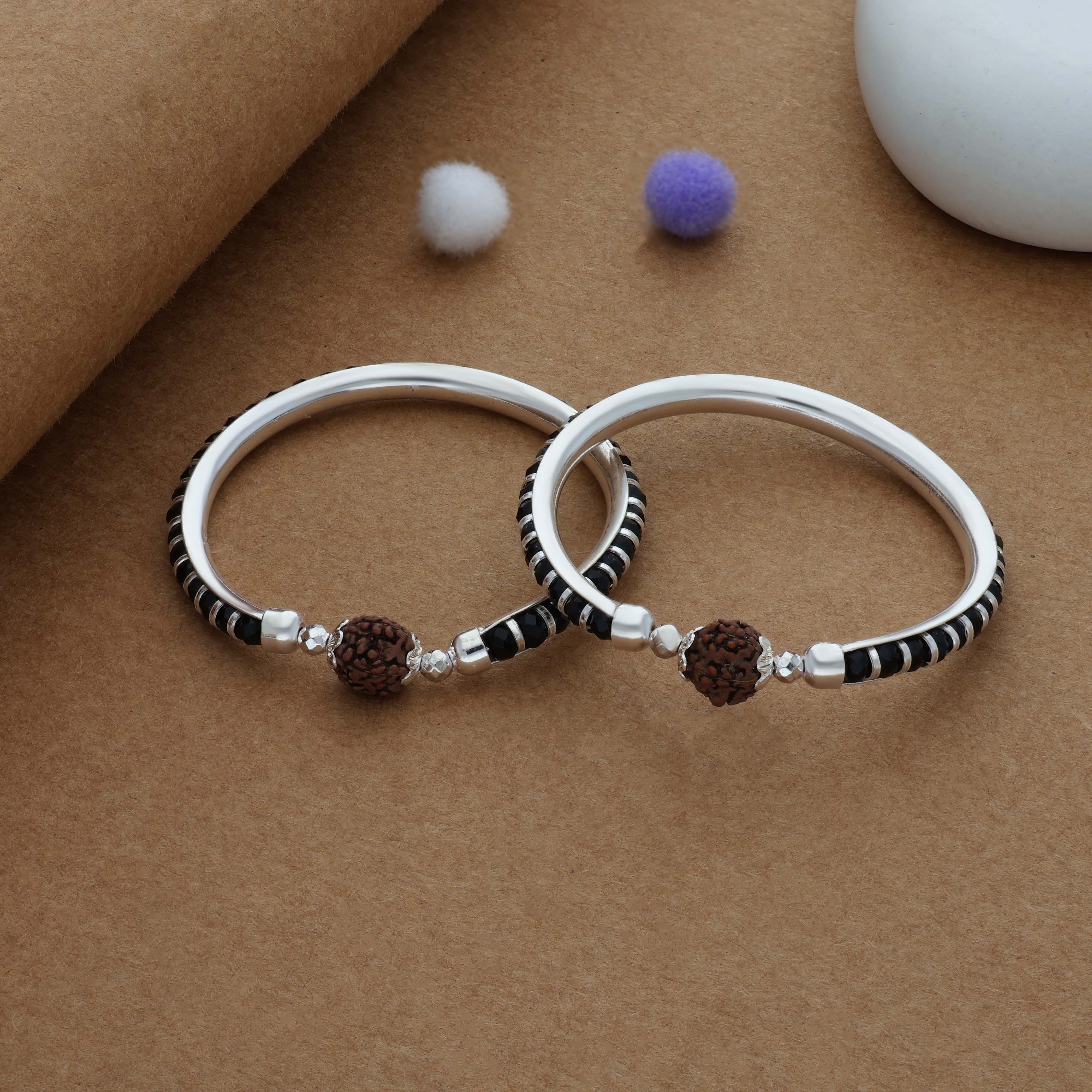 Rudraksha Raksha 925 Silver Kid Bangles(0-1 Yrs)